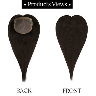 Full Shine dark brown hair topper creates a rich natural color with soft movement and seamless blending.