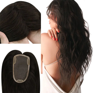 Full Shine dark brown hair topper for women with a medium base mono base for natural blending.