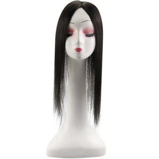Full Shine dark brown hair topper with remy hair and a medium base design for natural volume and coverage.