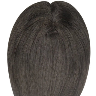 Full Shine dark brown human hair topper with versatile styling options and natural hair movement.