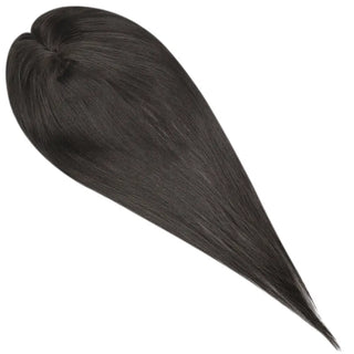 Full Shine dark brown mono base hair topper with a realistic scalp appearance and natural hair direction.