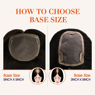 Full Shine dark brown mono base topper with a realistic scalp look and natural hair direction.