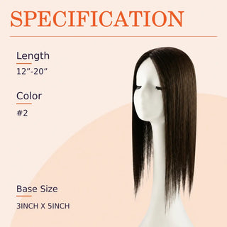 Full Shine dark brown human hair topper creating natural-looking volume with comfortable everyday wear.