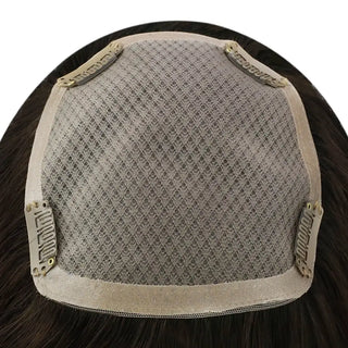 Full Shine dark brown topper for thinning hair helps cover hair loss areas and add natural-looking volume.