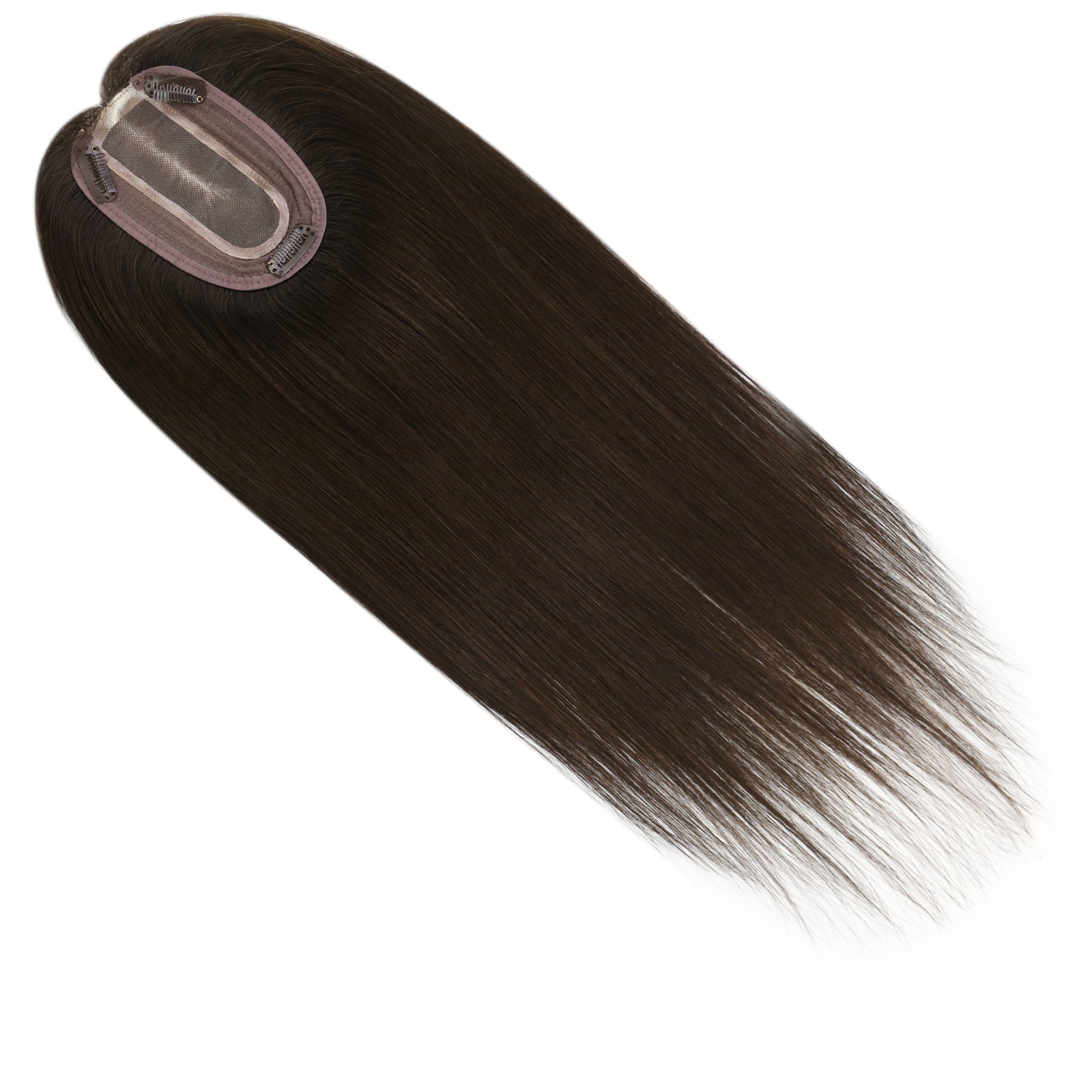 Full Shine Virgin Human Hair Toppers Clip In Extensions Dark 