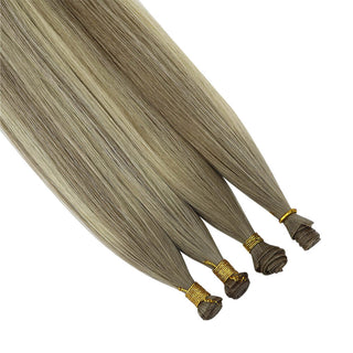 Full Shine Balayage Genius Weft, Blonde with Brown Highlights Hair Extensions, Soft & Silky Virgin Hair, Seamless Weft for Natural Look, 100% Human Hair Weaving, Professional-Grade Hair Extensions, Thick Weft for Volume, Long-Lasting Hair Extensions, Lightweight Natural Hair Weft, Hand-Tied Weft for Thin Hair