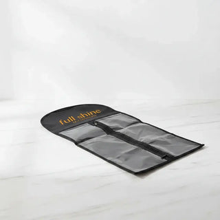 Preserve the quality and shape of your Full Shine Hair Extensions with the dustbag and holder, designed to protect against dust, tangling, and wear over time.