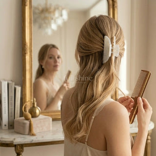 Full Shine elegant semicircle hair claw clip adds a chic and stylish touch to everyday hairstyles and updos.