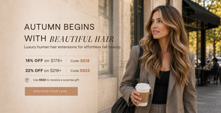 Full Shine fall hair trends featuring human hair extensions in balayage, brunette, blonde, and dimensional fall hair colors.