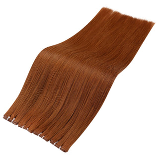 Genius Weft Hair Extensions, Real Virgin Hair, Copper Red Balayage Hair Extensions, Hybrid Weft Hair, Hand-Tied Auburn Weft, Soft and Smooth Hair Weft, Salon-Grade Red Hair Extensions, Thick and Full Volume Weft Hair