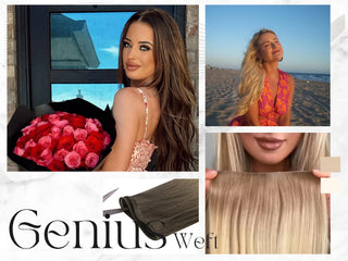 Fullshine Genius Weft hair extensions seamless and invisible for smooth natural look at home