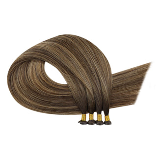Full Shine Genius Weft Hair Extensions 100% Virgin Human Hair Balayage Brown Blonde, Hybrid Weft Extensions, Sew-In Weft Bundles, Thick Volume Weft, Natural Brown Base with Blonde Highlights, Professional Hair Weft