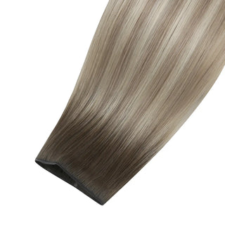 Fullshine Hair cool ash brown balayage blonde virgin hair PU hole weft easy to install and durable
