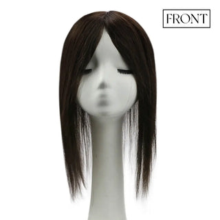 Full Shine dark brown hair topper for women creates a fuller hairstyle with seamless natural blending.