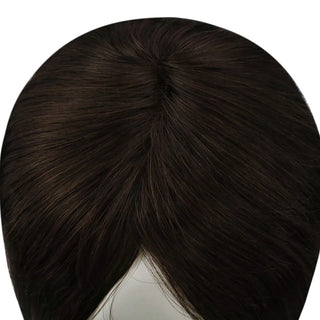 Full Shine dark brown mono base hair topper offers a realistic scalp appearance and comfortable attachment.