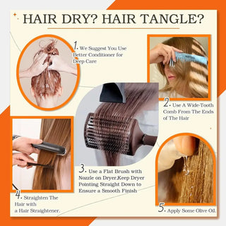 fullshine hair care tips, hair extension care, virgin human hair, how to prevent hair tangle, tangle free hair guide, hair maintenance for extensions, wide tooth comb, blow dry tips, flat brush for smooth finish, olive oil for hair, straighten hair extensions, keep extensions soft and smooth, hair care routine, real human hair extensions, conditioner for deep care, frizz control, hair detangling tips, healthy hair extensions, heat styling virgin hair, proper extension care, long lasting hair wefts
