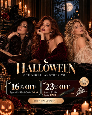 Full Shine Halloween hair gift promotion featuring human hair extensions and toppers with a special gift for qualifying purchases during the Halloween campaign.