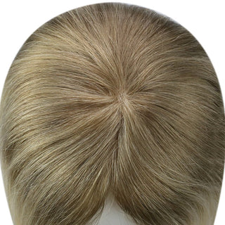 Full Shine large base ombre blonde hair topper provides enhanced coverage and natural volume for women.