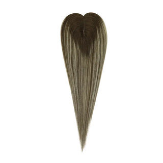 Full Shine hair topper for women in brown balayage color with natural volume and seamless blending.