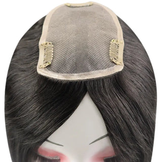 Full Shine dark brown hair topper with a medium base design for natural volume and seamless blending.