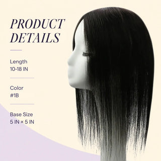 13x13cm Human Hair Toppers Mono Base Off Black #1B