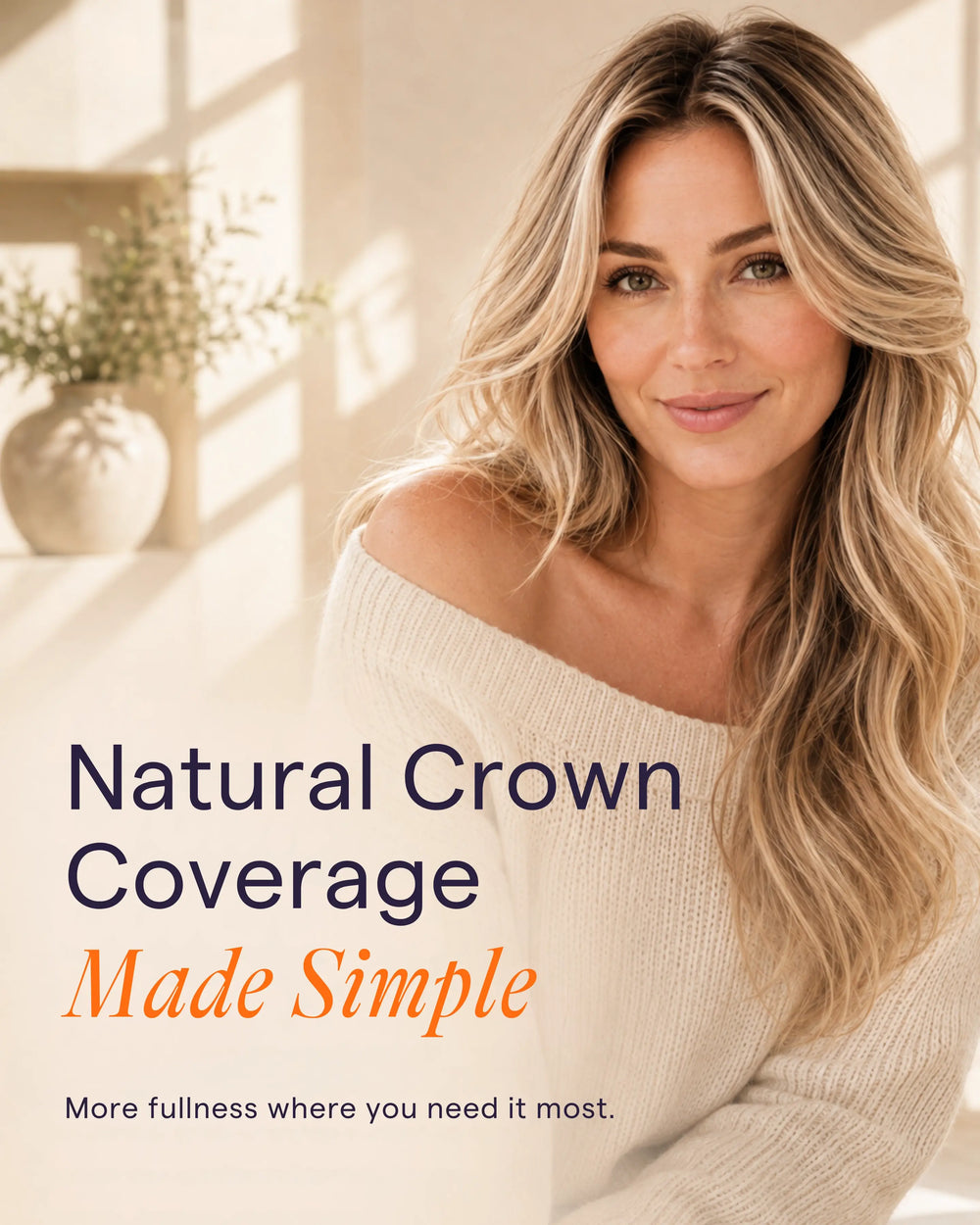 Full Shine human hair toppers offer a natural crown volume solution for a fuller-looking hairstyle and comfortable coverage.