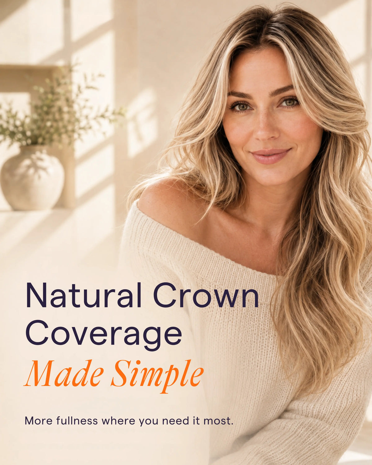Full Shine human hair toppers offer a natural crown volume solution for a fuller-looking hairstyle and comfortable coverage.