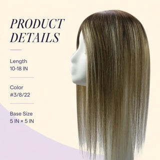 13x13cm Human Hair Toppers Mono Base Balayage Blonde #3/8/22