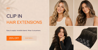 Full Shine invisible clip in hair extensions sale with up to 25% off for natural volume, seamless blending, and easy everyday hairstyles.