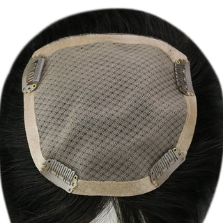 Full Shine large base black hair topper offering wider coverage and comfortable wear.