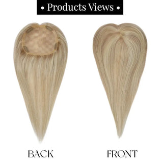 Full Shine large base blonde highlights hair topper provides wider coverage and added fullness for women.