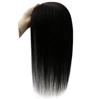 Full Shine large base off black hair topper offers wider coverage and natural fullness for women.
