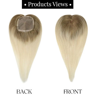 Full Shine large base ombre blonde hair topper provides enhanced coverage and natural volume for women.
