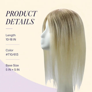 13x13cm Human Hair Toppers Mono Base Ombre Blonde #10/613