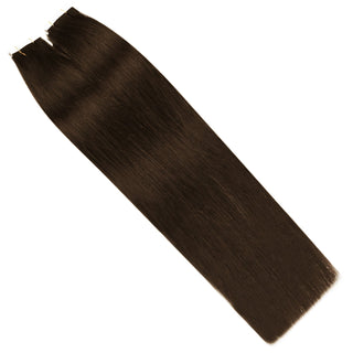 Full Shine medium brown injection tape in hair extensions with natural color matching and seamless blending for everyday styling.