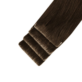 Full Shine medium brown virgin injection tape in extensions with a lightweight design for natural volume and easy styling.