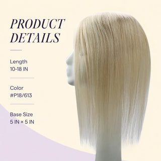 13x13cm Human Hair Toppers Mono Base Blonde Highlights #18/613