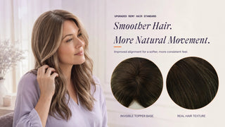 Full Shine mono base hair topper made with real human hair for realistic results.