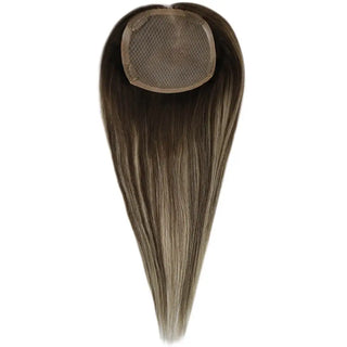 Full Shine mono base Remy topper in brown shade with realistic hair placement.