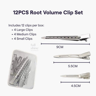 Full Shine root volume clips are designed to lift flat hair and create natural-looking fullness.