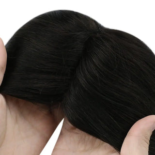 Full Shine off black crown hair topper provides natural coverage for thinning areas on the top of the head.