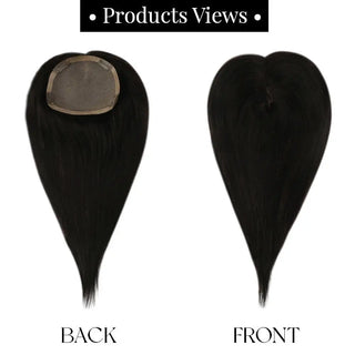 Full Shine off black hair topper provides a natural dark shade with realistic texture and seamless integration.