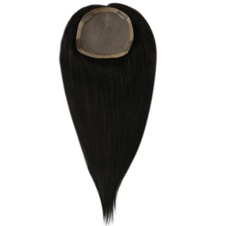 Full Shine off black human hair topper with mono base delivers realistic coverage and comfortable wear.