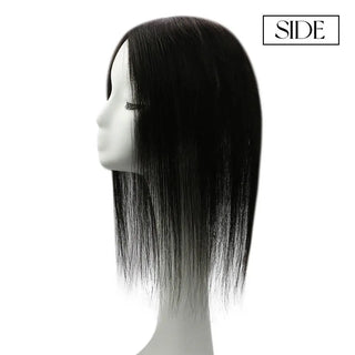Full Shine off black real human hair topper features natural movement, soft texture, and premium quality.