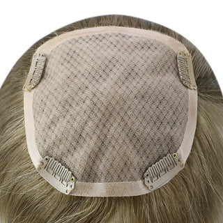 Full Shine ombre blonde mono base hair topper creates a realistic scalp appearance with comfortable wear.