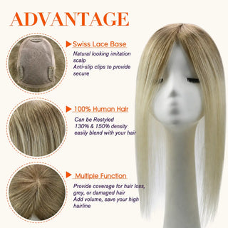 Full Shine ombre hair topper for women adding natural fullness with beautiful dimensional color.
