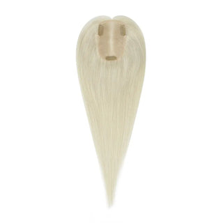 Full Shine platinum blonde hair topper with a bright natural color and beautiful movement for women.