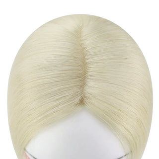 Full Shine platinum blonde mono base hair topper with a realistic scalp appearance and natural hair movement.