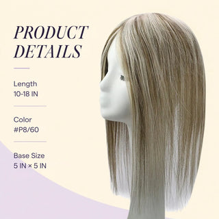 13x13cm Human Hair Toppers Mono Base Chunky Highlights #P8/60