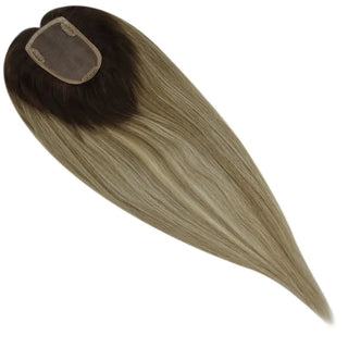 Full Shine rooted blonde hair topper with a natural root effect and dimensional color for women.